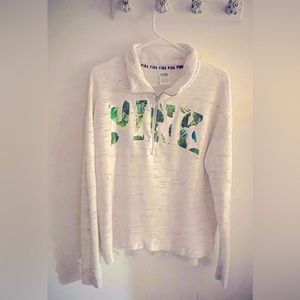 Pink by Victoria’s Secret Size S Heathered white Gray PINK logo on Front Cotton